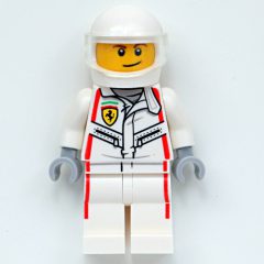 Minifigurka LEGO Race Driver, White Ferrari Racing Suit, White Helmet