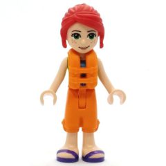 Minifigurka LEGO Mia - Lime Top, Orange Cropped Trousers, Orange Life Vest