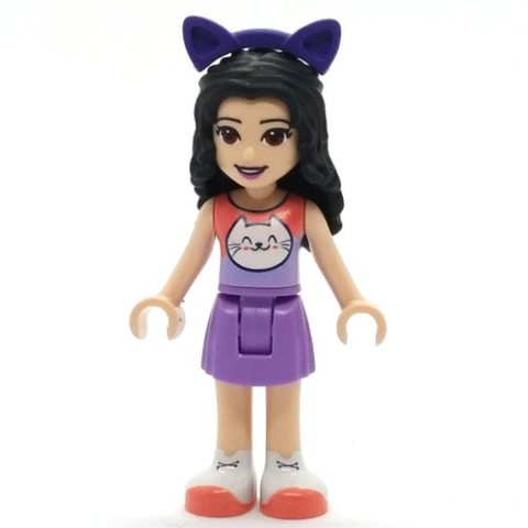 Minifigurka LEGO Emma - Coral Top, Medium Lavender Skirt, Dark Purple Cat Ears