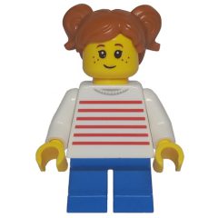Minifigurka LEGO Kid - White Torso, Blue Legs, Dark Orange Hair