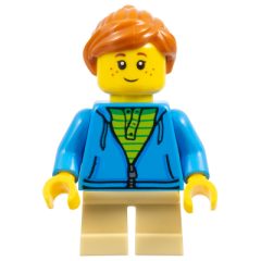 Minifigurka LEGO Girl, Dark Azure Hoodie, Tan Legs