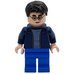 Minifigurka LEGO Harry Potter, Open Dark Blue Jacket over White Shirt, Blue Legs