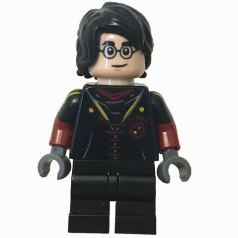 Minifigurka LEGO Harry Potter, Tournament Uniform Black and Dark Red with Printed Arms, Medium Legs