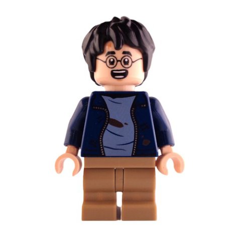 Minifigurka LEGO Harry Potter, Dark Blue Jacket Dirty, Medium Legs, Open Mouth