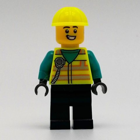 Minifigurka LEGO Man, Vibrant Yellow Safety Vest and Helmet
