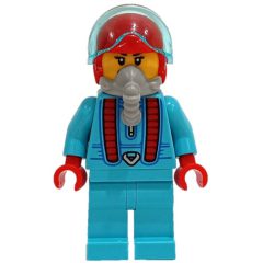 Minifigurka LEGO Stunt Rider, Medium Azure Jumpsuit, Red Helmet