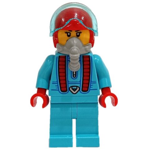 Minifigurka LEGO Stunt Rider, Medium Azure Jumpsuit, Red Helmet