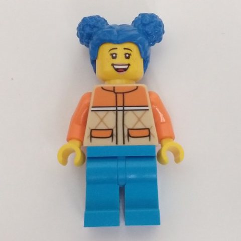 Minifigurka LEGO Woman, Tan Jacket, Blue Hair