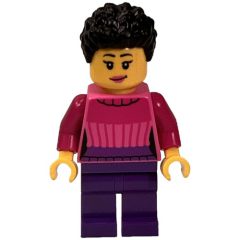 Minifigurka LEGO Woman, Dark Pink Sweater, Dark Purple Legs