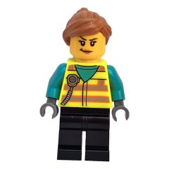 Minifigurka LEGO Woman, Vibrant Yellow Safety Vest, Black Legs