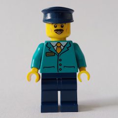Minifigurka LEGO Train Driver, Dark Turquoise Jacket, Dark Blue Hat