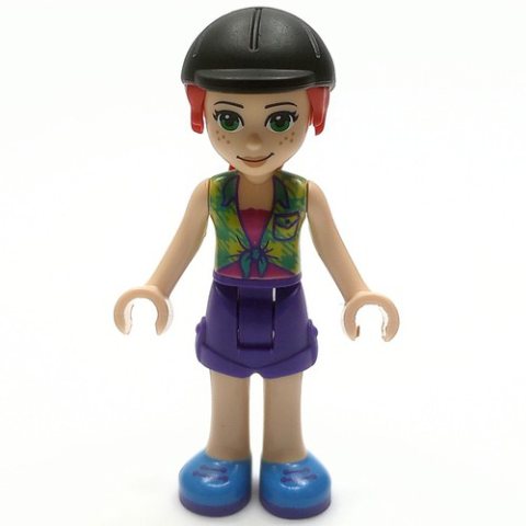 Minifigurka LEGO Mia - Lime Top, Dark Purple Skirt, Riding Cap
