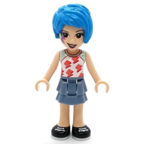 Minifigurka LEGO Evelyn - White Top, Sand Blue Skirt, Dark Azure Hair, Face Paint