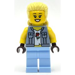 Minifigurka LEGO Sand Blue Torso, Bright Light Blue Legs, Bright Light Yellow Hair