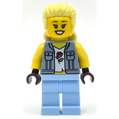 Minifigurka LEGO Sand Blue Torso, Bright Light Blue Legs, Bright Light Yellow Hair
