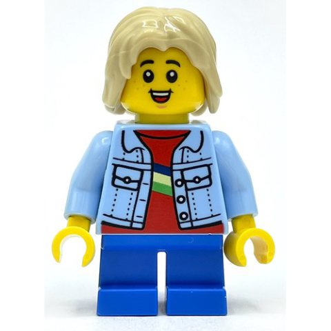 Minifigurka LEGO Kid - Bright Light Blue Torso, Blue Legs, Tan Hair