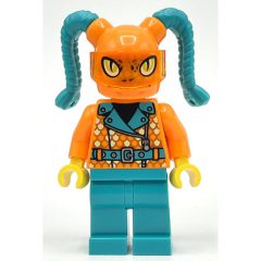 Minifigurka LEGO Orange Torso, Dark Turquoise Legs, Orange Helmet with Dark Turquoise Braids