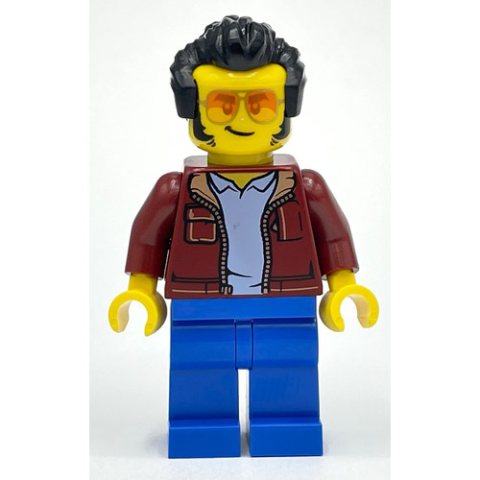 Minifigurka LEGO Dark Red Torso, Blue Legs, Black Hair