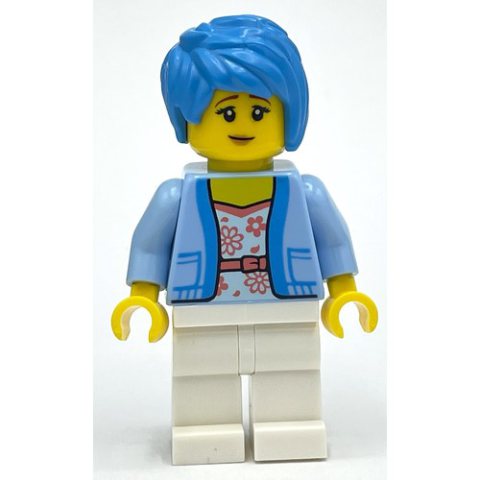 Minifigurka LEGO Bright Light Blue Torso, White Legs, Dark Azure Hair