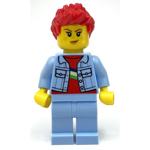 Minifigurka LEGO Bright Light Blue Torso and Legs, Red Hair