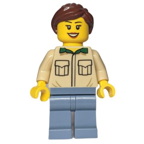 Minifigurka LEGO Tan Torso, Sand Blue Legs, Reddish Brown Hair