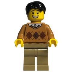 Minifigurka LEGO Medium Nougat Torso, Dark Tan Legs, Black Hair