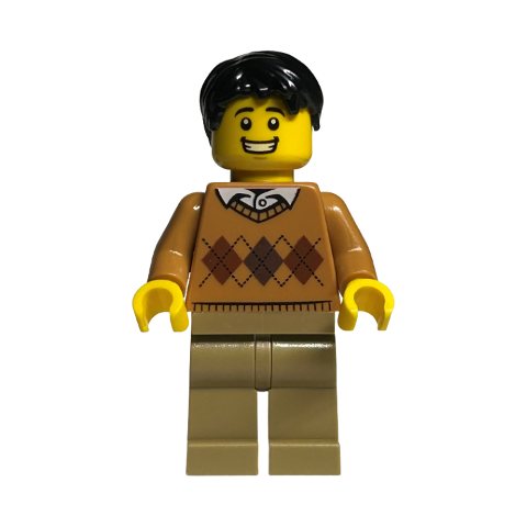 Minifigurka LEGO Medium Nougat Torso, Dark Tan Legs, Black Hair