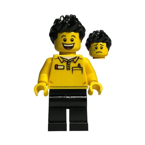 Minifigurka LEGO LEGO Store Employee - Yellow Torso, Black Legs, Black Hair
