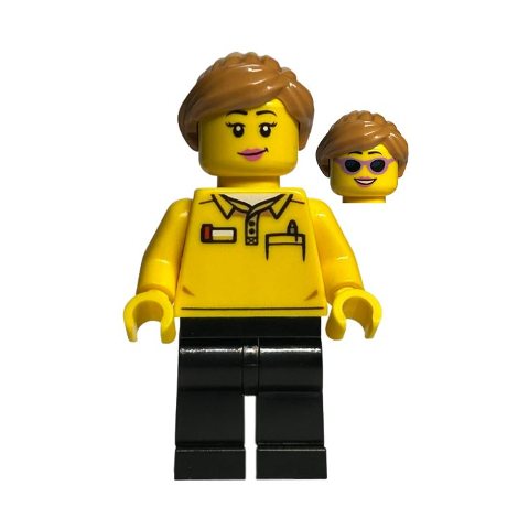 Minifigurka LEGO LEGO Store Employee - Yellow Torso, Black Legs, Medium Nougat Hair