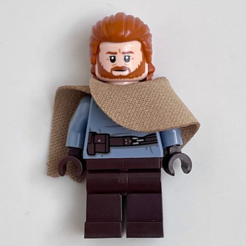 Minifigurka LEGO Ben Kenobi - Sand Blue Torso, Dark Brow Legs, Cape