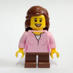 Minifigurka LEGO Kid - Bright Pink Torso, Reddish Brown Legs, Reddish Brown Hair
