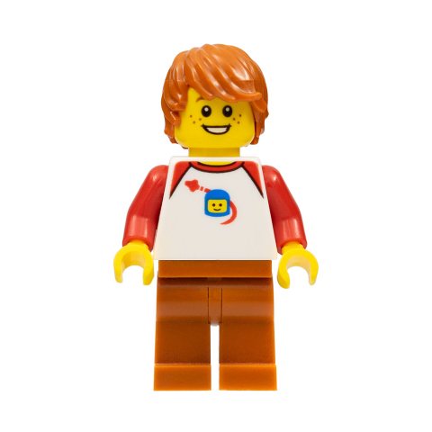 Minifigurka LEGO White Torso Classic Space, Dark Orange Legs, Dark Orange Hair