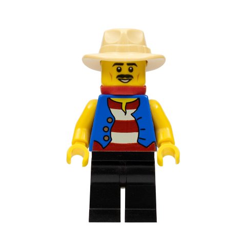 Minifigurka LEGO Blue Torso, Black Legs, Tan Hat, Red Handkerchief