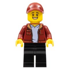 Minifigurka LEGO Dark Red Torso, Black Legs, Dark Red Cap