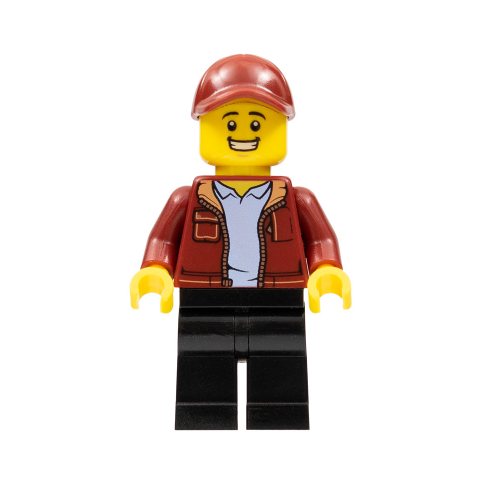 Minifigurka LEGO Dark Red Torso, Black Legs, Dark Red Cap