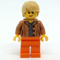 Minifigurka LEGO Medium Nougat Torso, Bright Light Orange Legs, Tan Hair