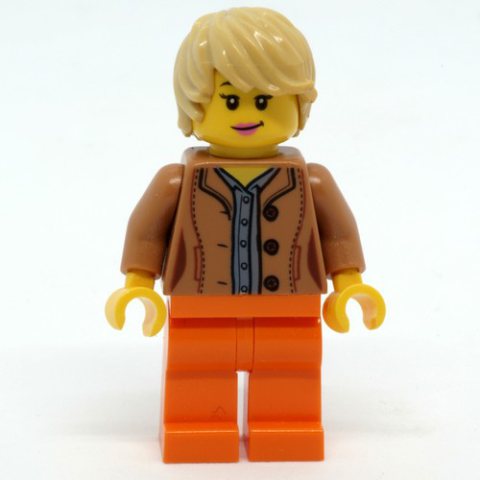 Minifigurka LEGO Medium Nougat Torso, Bright Light Orange Legs, Tan Hair