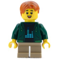 Minifigurka LEGO Kid - Dark Green Torso, Dark Tan Legs, Dark Orange Hair