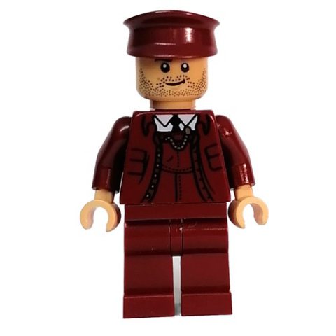 Minifigurka LEGO Train Conductor, Dark Red Suit, Dark Red Cap, Warm Tan Head