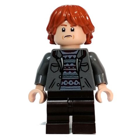 Minifigurka LEGO Ron Weasley, Dark Bluish Gray Jacket, Medium Dark Brown Legs