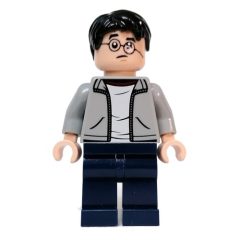 Minifigurka LEGO Harry Potter, Open Light Bluish Gray Jacket over White Shirt, Dark Blue Legs