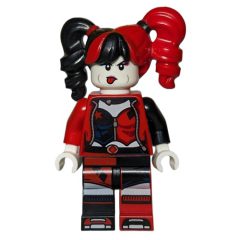 Minifigurka LEGO Harley Quinn in Black and Red Jester Outfit, Black/Red Hair