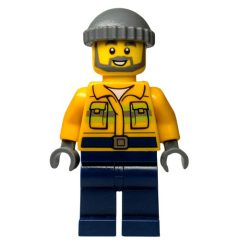 Minifigurka LEGO Fisherman, Dark Bluish Gray Knitted Cap
