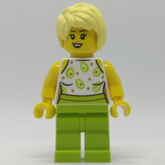 Minifigurka LEGO White Torso, Lime Legs, Tan Hair