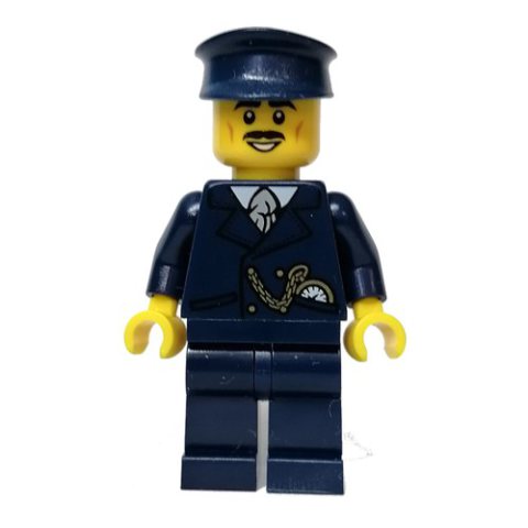 Minifigurka LEGO Tram Driver, Dark Blue Torso, Dark Blue Legs, Dark Blue Hat