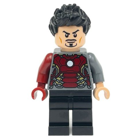 Minifigurka LEGO Tony Stark Transforming into Iron Man, Dark Bluish Grey Torso