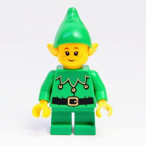 Minifigurka LEGO Elf - Bright Green Torso, Green Short Legs, Bright Green Hat, Freckles