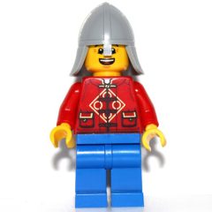 Minifigurka LEGO Red Torso, Blue Legs, Knight Helmet