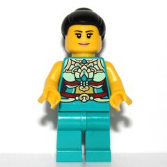 Minifigurka LEGO Dark Turquoise Torso, Chinese Decorations, Dark Turquoise Legs, Black Hair Bun