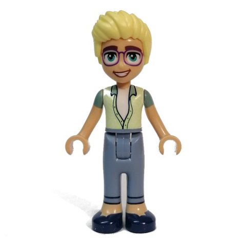 Minifigurka LEGO Olly - White Top, Sand Blue Legs